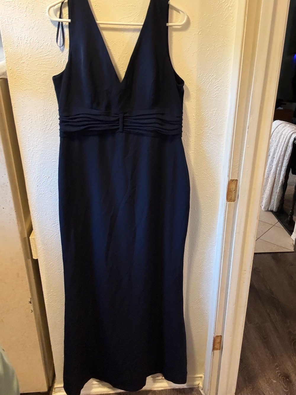 Karl Lagerfeld Deep V-Neck Navy Maxi Dress
